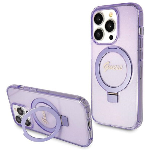 Hurtownia Guess - 3666339156695 - GUE3120 - Etui Guess GUHMP13XHRSGSU Apple iPhone 13 Pro Max hardcase Ring Stand Script Glitter MagSafe fioletowy/purple - B2B homescreen