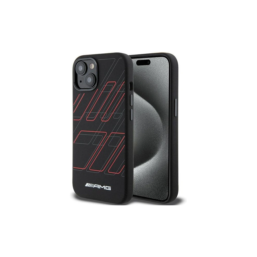 Hurtownia GSM - Etui AMG AMHMP15S23SSPK Apple iPhone 15 / 14 / 13 hardcase din silicon cu model de romburi mari MagSafe negru/black - MRS92 - {ean13} - Hurt