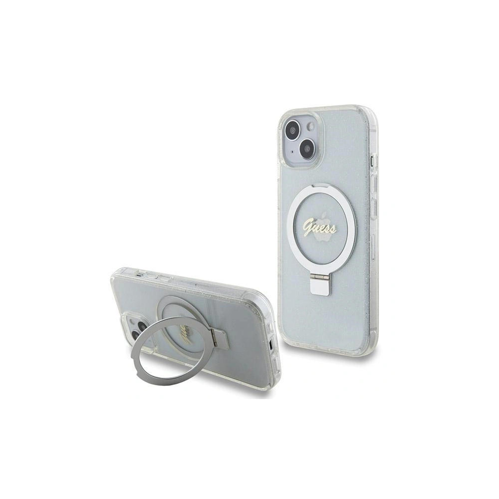 Hurtownia GSM - Etui Guess GUHMP15SHRSGSD Apple iPhone 15 / 14 / 13 kemény tok Ring Stand Script Glitter MagSafe átlátszó/transparent - GUE3123 - {ean13} - Hurt
