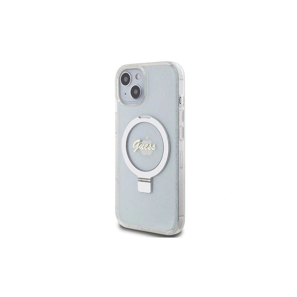 Hurtownia GSM - Etui Guess GUHMP15SHRSGSD Apple iPhone 15 / 14 / 13 kemény tok Ring Stand Script Glitter MagSafe átlátszó/transparent - GUE3123 - {ean13} - Hurt