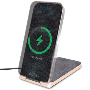 Hurtownia GSM - Indukciós töltő Guess GUDCFAL4PEGK 2w1 15W 4G Pattern MagSafe fekete/black - GUE3126 - {ean13} - Hurt