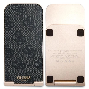 Hurtownia GSM - Indukciós töltő Guess GUDCFAL4PEGK 2w1 15W 4G Pattern MagSafe fekete/black - GUE3126 - {ean13} - Hurt