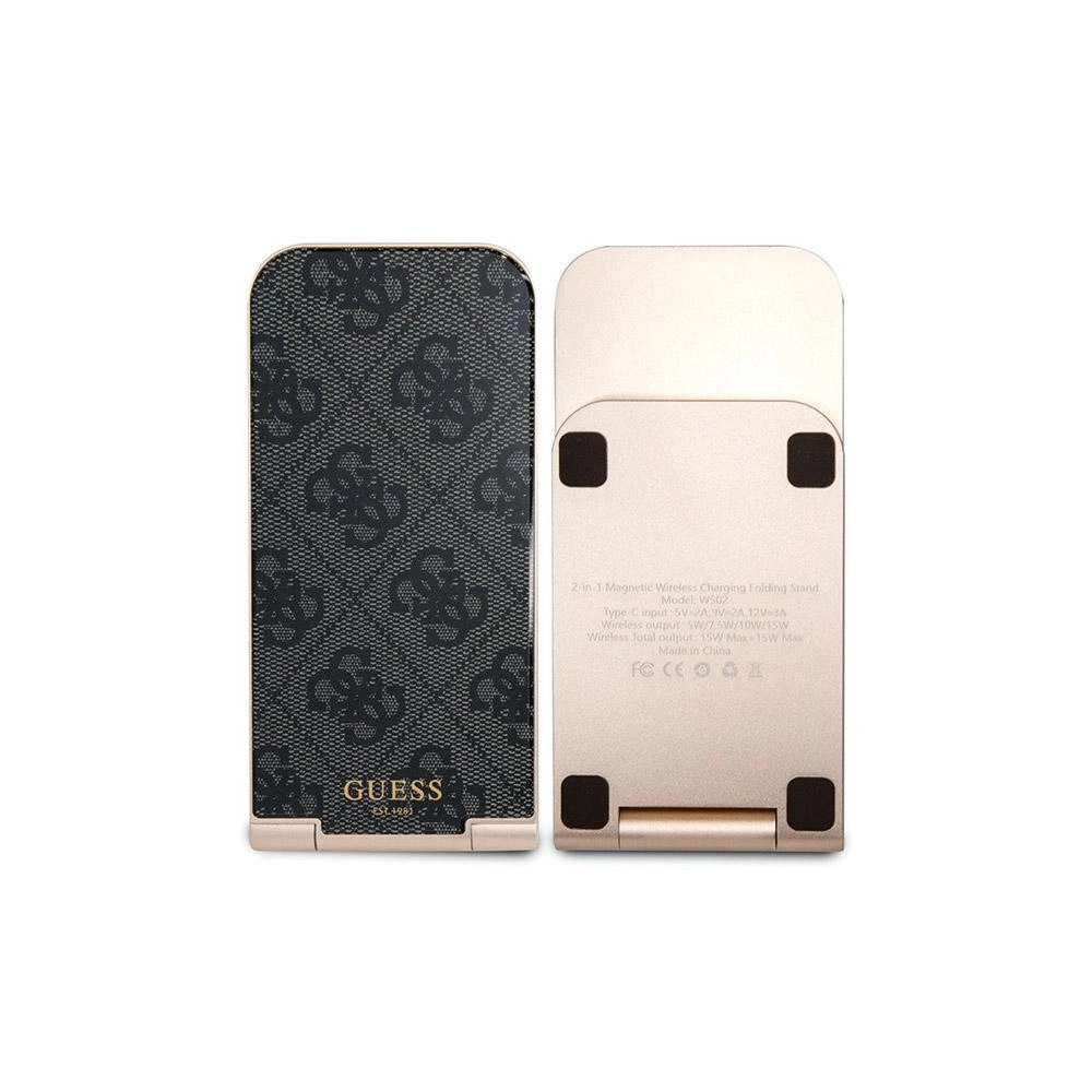 Hurtownia GSM - Indukční nabíječka Guess GUDCFAL4PEGK 2w1 15W 4G Pattern MagSafe černá/black - GUE3126 - {ean13} - Hurt