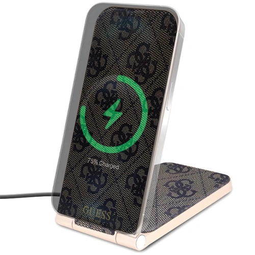 Ładowarka indukcyjna Guess GUDCFAL4PEGW 2w1 15W 4G Pattern MagSafe brązowy/brown