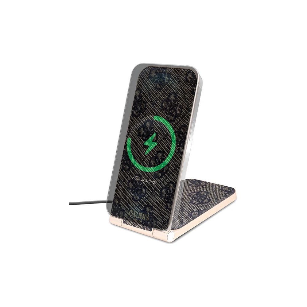 Hurtownia GSM - Indukční nabíječka Guess GUDCFAL4PEGW 2w1 15W 4G Pattern MagSafe hnědá/brown - GUE3127 - {ean13} - Hurt