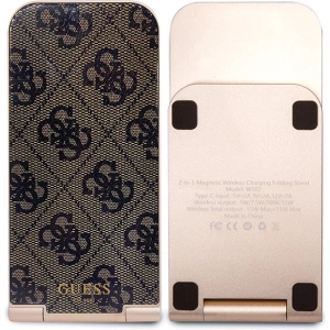 Hurtownia GSM - Indukciós töltő Guess GUDCFAL4PEGW 2w1 15W 4G minta MagSafe barna/brown - GUE3127 - {ean13} - Hurt