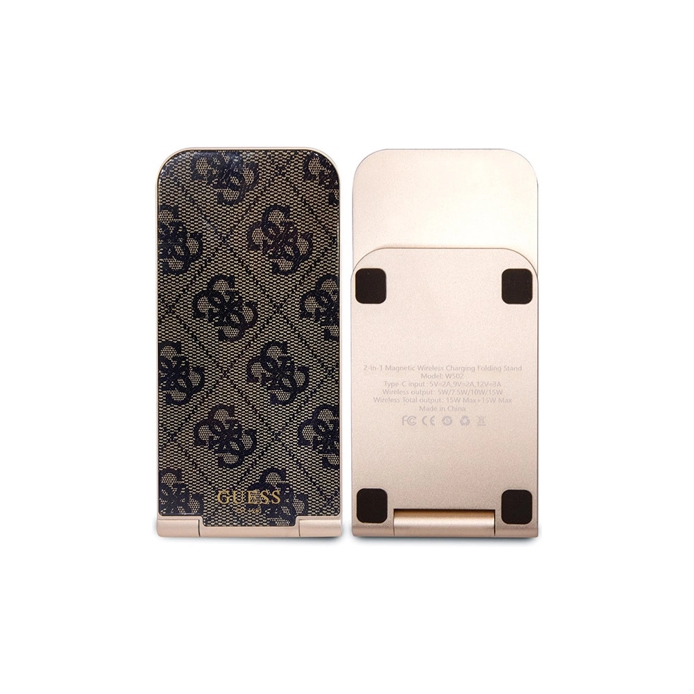 Hurtownia GSM - Indukční nabíječka Guess GUDCFAL4PEGW 2w1 15W 4G Pattern MagSafe hnědá/brown - GUE3127 - {ean13} - Hurt