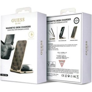 Hurtownia GSM - Indukciós töltő Guess GUDCFAL4PEGW 2w1 15W 4G minta MagSafe barna/brown - GUE3127 - {ean13} - Hurt