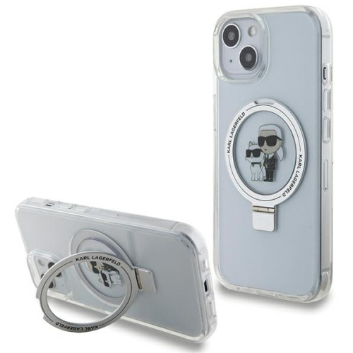 Karl Lagerfeld Distributor - 3666339168834 - KLD1855 - Karl Lagerfeld KLHMP14SHMRSKCH Apple iPhone 14 / 15 hardcase Ring Stand Karl&Choupettte MagSafe white - B2B homescreen