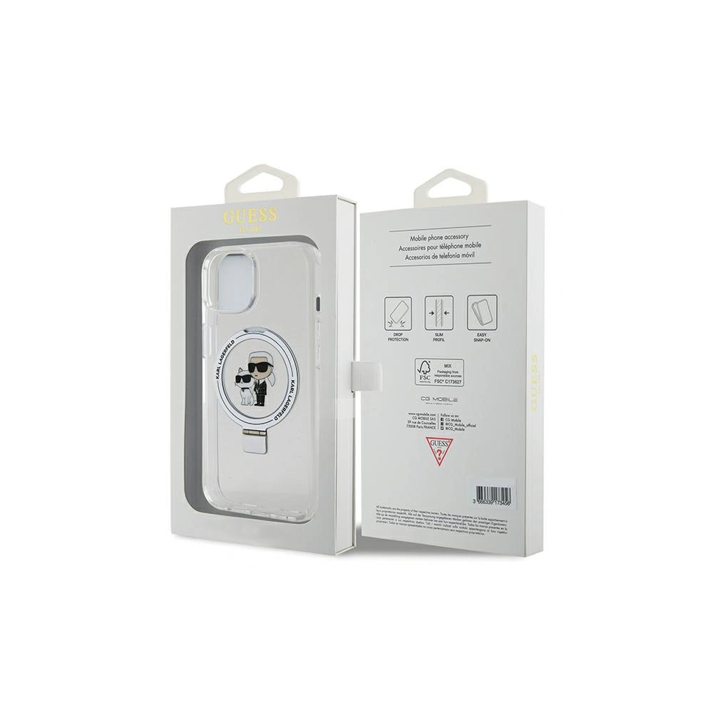 Hurtownia GSM - Case Karl Lagerfeld KLHMP14SHMRSKCH Apple iPhone 14 / 15 Hardcase Ring Stand Karl&Choupettte MagSafe weiß/white - KLD1855 - {ean13} - Hurt
