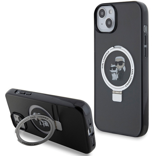 Karl Lagerfeld Distributor - 3666339169077 - KLD1856 - Karl Lagerfeld KLHMP14SHMRSKCK Apple iPhone 14 / 15 hardcase Ring Stand Karl&Choupettte MagSafe black - B2B homescreen