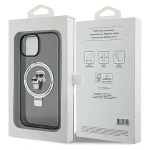 Hurtownia GSM - Etui Karl Lagerfeld KLHMP14SHMRSKCK Apple iPhone 14 / 15 hardcase Ring Stand Karl&Choupettte MagSafe černý/black - KLD1856 - {ean13} - Hurt