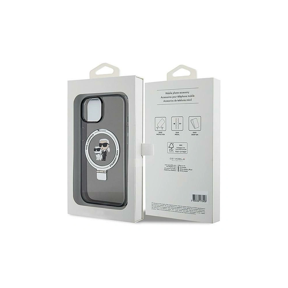 Hurtownia GSM - Case Karl Lagerfeld KLHMP14SHMRSKCK Apple iPhone 14 / 15 Hardcase Ring Stand Karl&Choupettte MagSafe schwarz/black - KLD1856 - {ean13} - Hurt