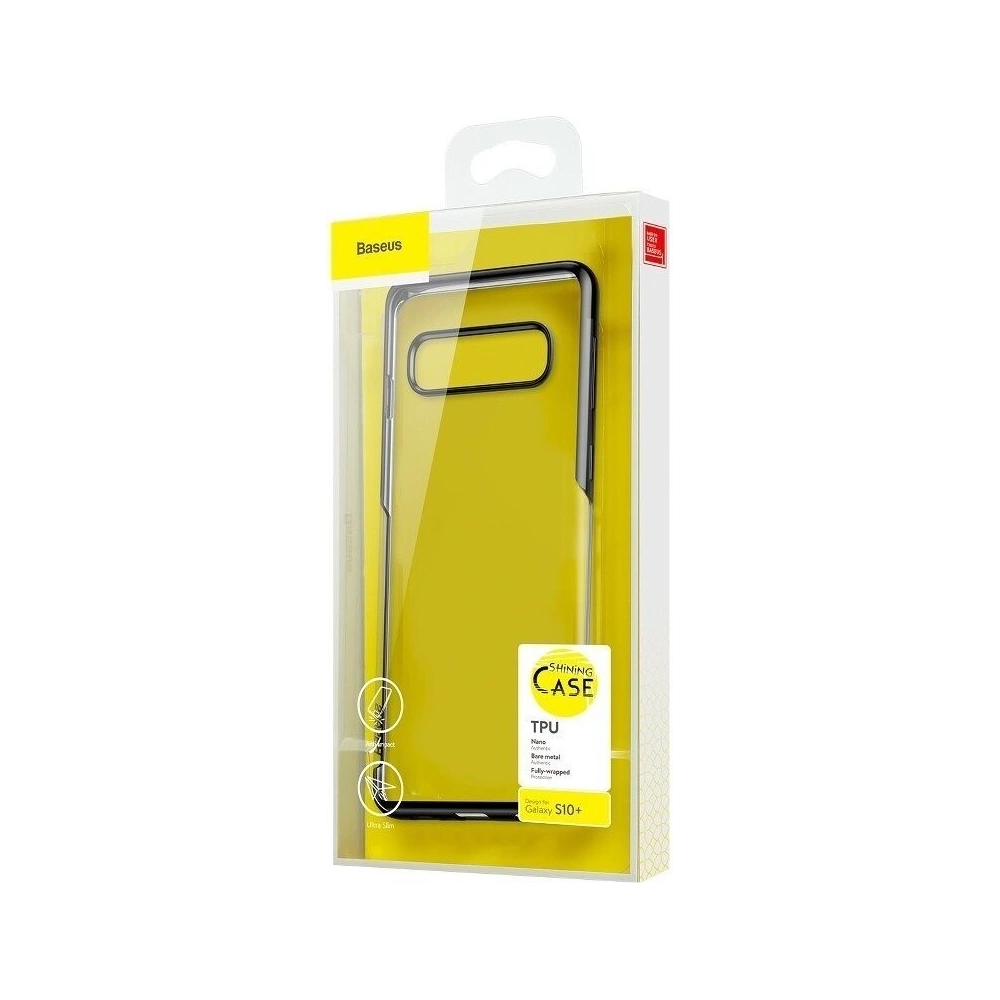 Hurtownia GSM - Przezroczyste etui Baseus Shining Case do Samsung Galaxy S10 Plus (czarne) - BSU551BLK - {ean13} - Hurt
