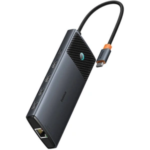 Hurtownia GSM - Adapter 10w1 Baseus Hub USB-C / 2xHDMI, 3xUSB-A, USB-C, RJ45, SD/TF, PD (schwarz) - BSU4794 - {ean13} - Hurt