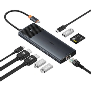 Hurtownia GSM - Adapter 10w1 Baseus Hub USB-C / 2xHDMI, 3xUSB-A, USB-C, RJ45, SD/TF, PD (schwarz) - BSU4794 - {ean13} - Hurt