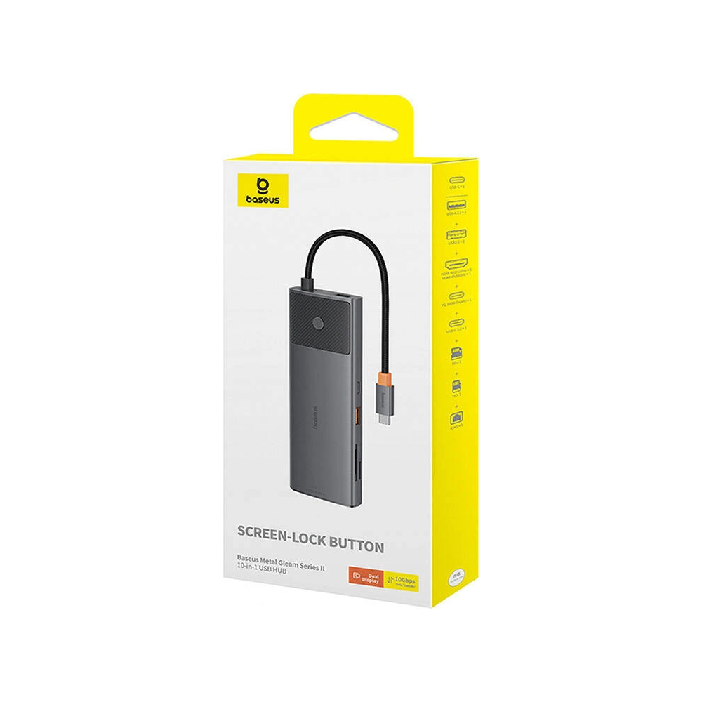Hurtownia GSM - Adapter 10w1 Baseus Hub USB-C / 2xHDMI, 3xUSB-A, USB-C, RJ45, SD/TF, PD (schwarz) - BSU4794 - {ean13} - Hurt