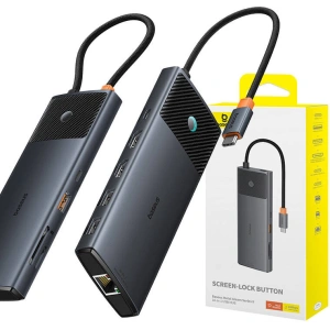Hurtownia GSM - Adapter 10w1 Baseus Hub USB-C / 2xHDMI, 3xUSB-A, USB-C, RJ45, SD/TF, PD (schwarz) - BSU4794 - {ean13} - Hurt