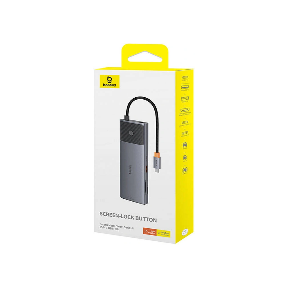 Wholesale Baseus hub 10-in-1 USB-C / 2xHDMI, 3xUSB-A, USB-C, RJ45, SD/TF, PD (grey) - BSU4795 - {ean13} - Hurt
