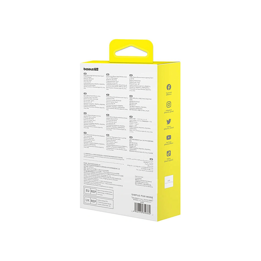 Hurtownia GSM - Adaptér Baseus USB-C / DisplayPort 2m (černý) - BSU4797 - {ean13} - Hurt