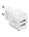 Mini Netzladegerät Baseus 2x USB - weiß