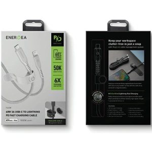 Kabel ENERGEA Flow C94 USB-C / Lightning MFI, 60W, 3A, PD, Fast Charge, 1.5m weiß/white