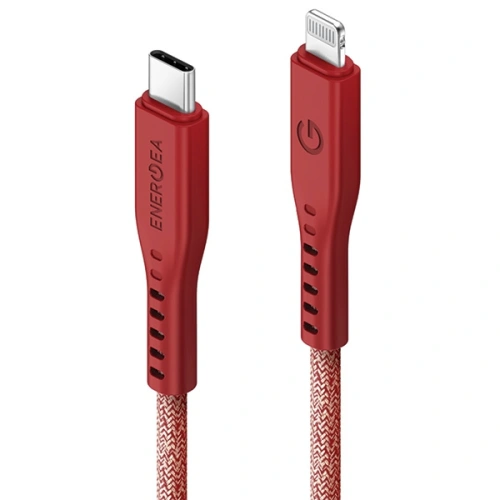 Kabel ENERGEA Flow C94 USB-C / Lightning MFI, 60W, 3A, PD, Fast Charge, 1.5m czerwony/red