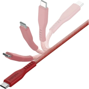Kabel ENERGEA Flow C94 USB-C / Lightning MFI, 60W, 3A, PD, Fast Charge, 1.5m rot/red