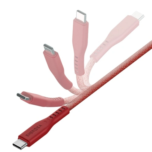Kabel ENERGEA Flow C94 USB-C / Lightning MFI, 60W, 3A, PD, Fast Charge, 1.5m czerwony/red