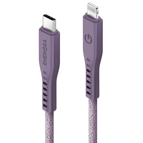 Kabel ENERGEA Flow C94 USB-C / Lightning MFI, 60W, 3A, PD, Fast Charge, 1.5m fioletowy/purple