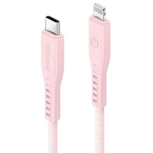 Kabel ENERGEA Flow C94 USB-C / Lightning MFI, 60W, 3A, PD, Fast Charge, 1.5m różowy/pink