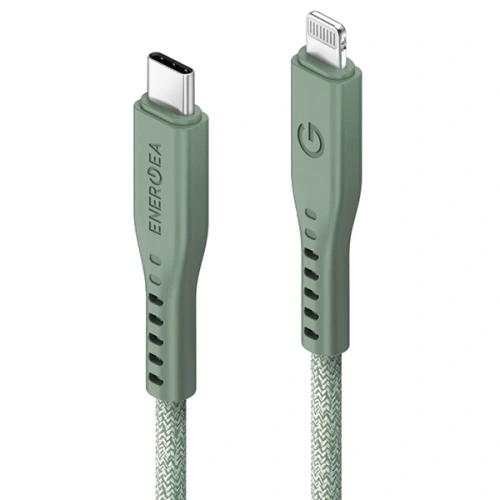 Kabel ENERGEA Flow C94 USB-C / Lightning MFI, 60W, 3A, PD, Fast Charge, 1.5m zielony/green