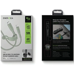 Kabel ENERGEA Flow C94 USB-C / Lightning MFI, 60W, 3A, PD, Schnellladung, 1.5m grün/green