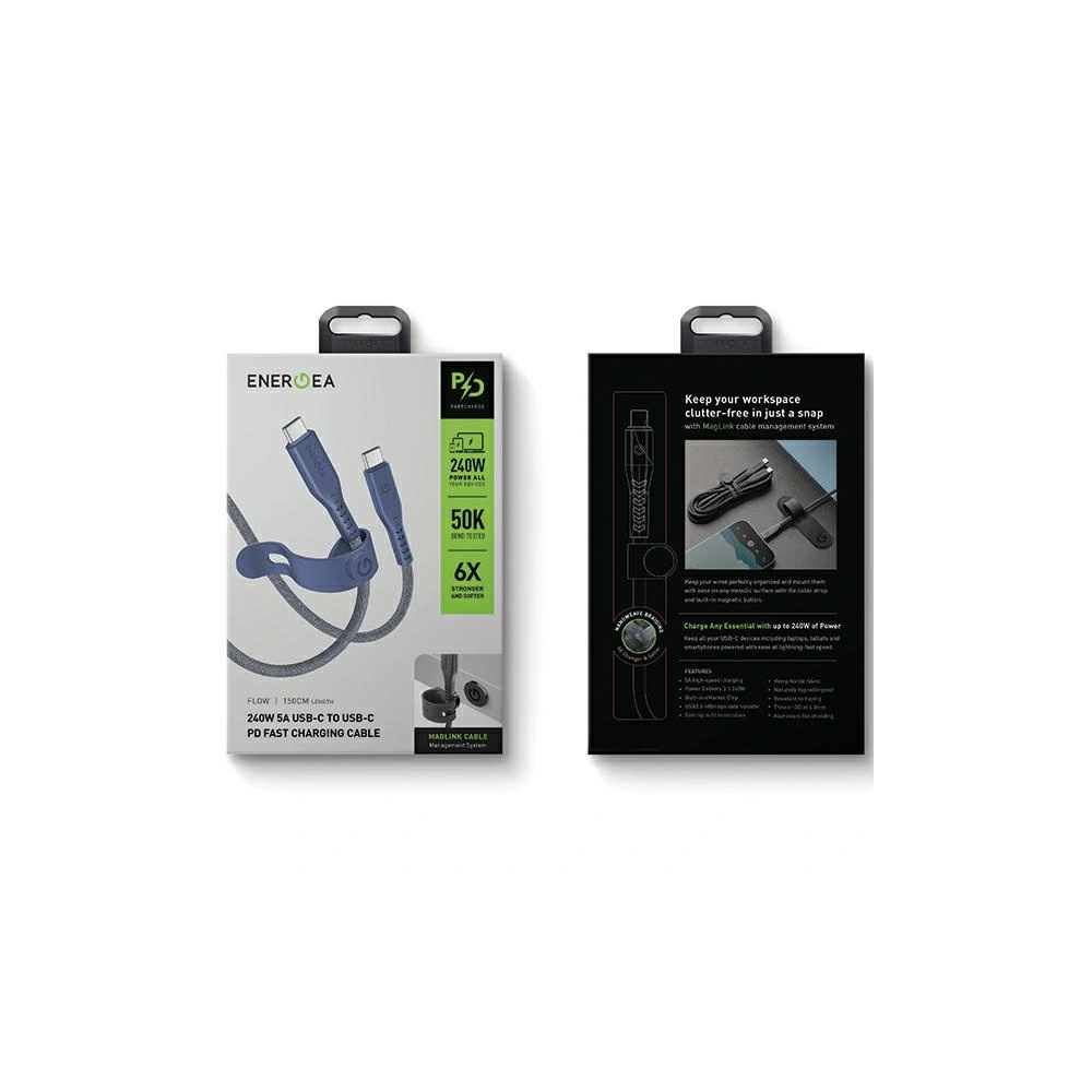 Hurtownia GSM - Kabel ENERGEA Flow USB-C / USB-C 240W, 5A, PD, Fast Charge, 1.5m blau/blue - ENG129 - {ean13} - Hurt