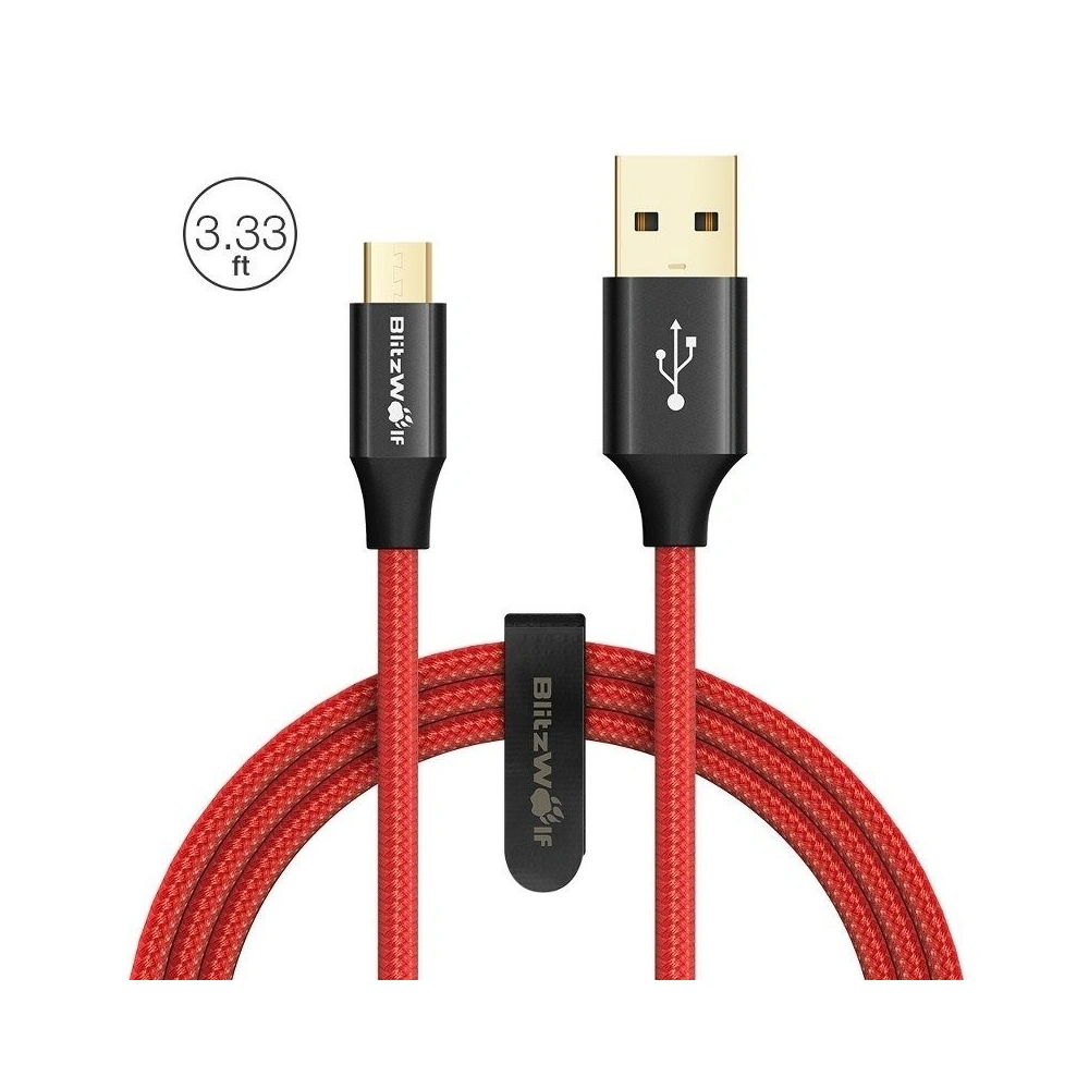 Hurtownia GSM - Kabel Micro USB AmpCore Turbo BlitzWolf BW-MC7 1m (czerwony) - BLZ098RED - {ean13} - Hurt