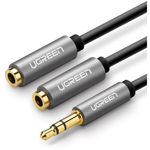 Ugreen Distributor - 6957303807017 - UGR1769 - UGREEN AV123 AUX audio splitter 3.5 mm jack cable, 20cm (grey) - B2B homescreen