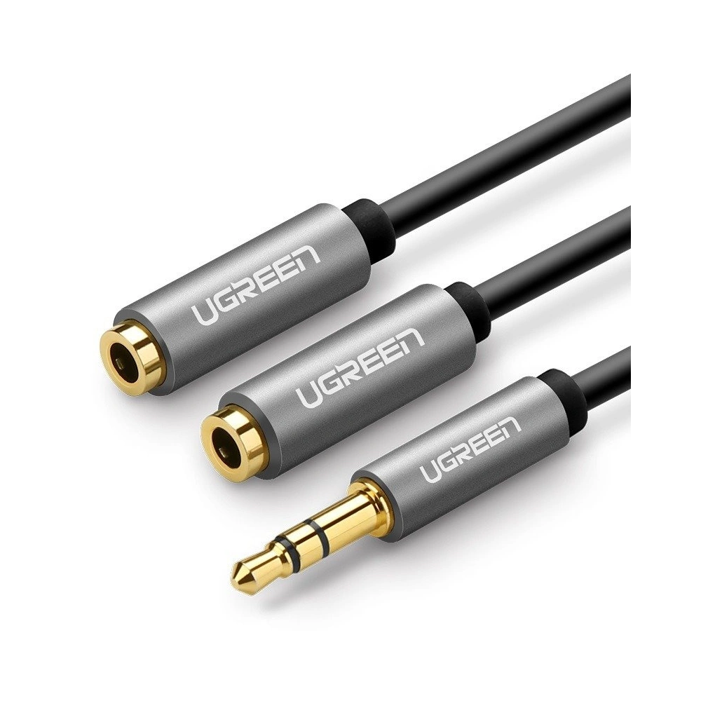 Hurtownia GSM - UGREEN AV123 AUX audio elosztó, 3,5 mm jack kábel, 20 cm (szürke) - UGR1769 - {ean13} - Hurt