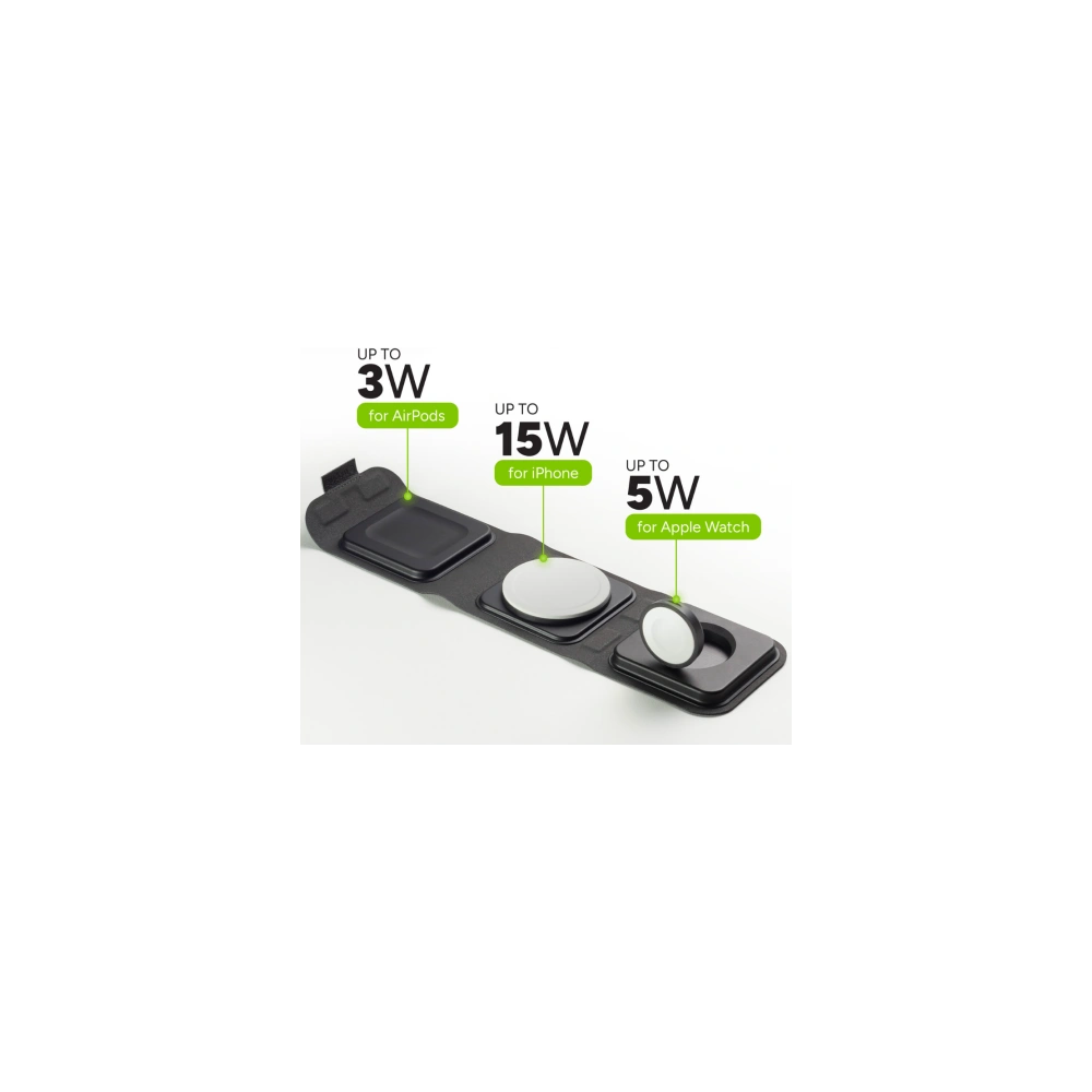 Hurtownia GSM - Bezdrátová nabíječka Mophie Travel Charger 3w1 MagSafe (černá) - MPH67 - {ean13} - Hurt