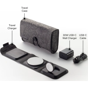 Hurtownia GSM - Vezeték nélküli töltő Mophie Utazási Töltő 3w1 MagSafe (fekete) - MPH67 - {ean13} - Hurt