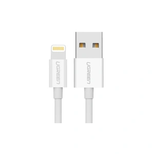 Niklowany kabel Lightning UGREEN MFi 0,25m (biały)