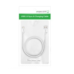 Niklowany kabel Lightning UGREEN MFi 0,25m (biały)