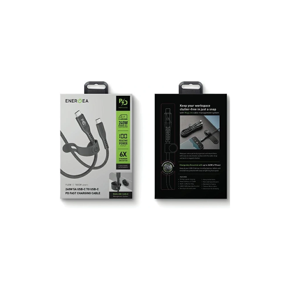 Hurtownia GSM - Kabel ENERGEA Flow Digital Display USB-C / USB-C 240W, 5A, 1.5m schwarz - ENG132 - {ean13} - Hurt