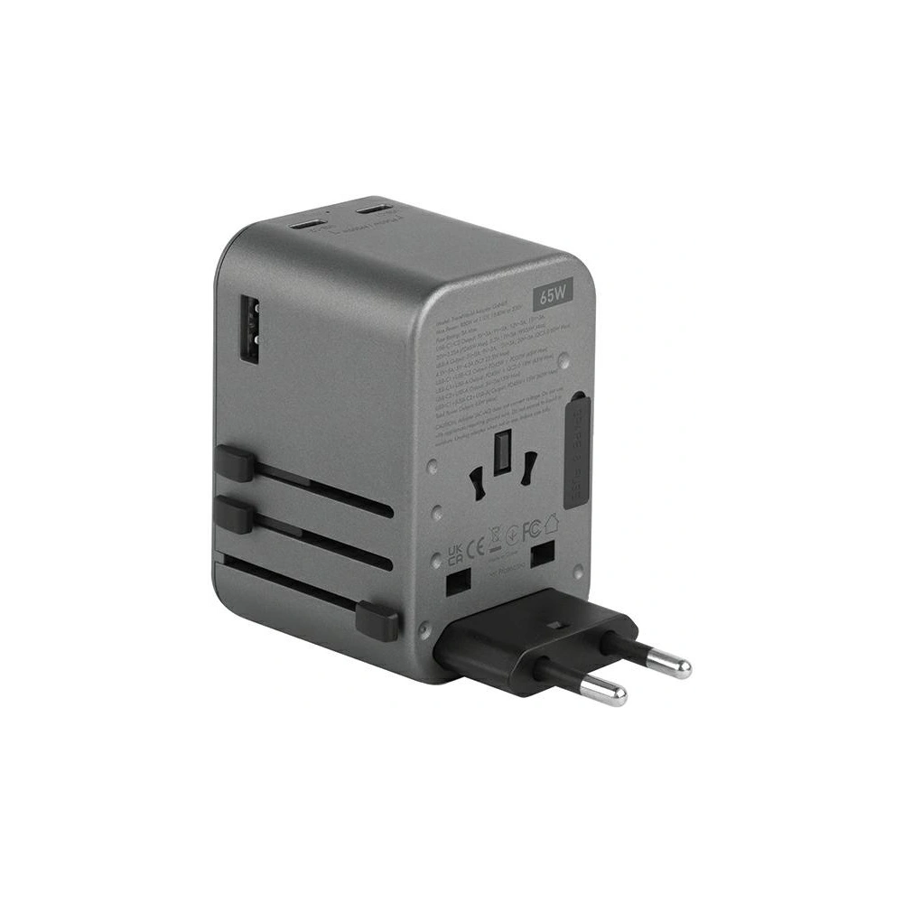 Hurtownia GSM - Ladegerät ENERGEA Travel World Adapter GaN65 4w1 US/UA/EU/UK USB-A, 2xUSB-C, PD65W, PPS55W, QC3.0 grau/gunmetal - ENG133 - {ean13} - Hurt