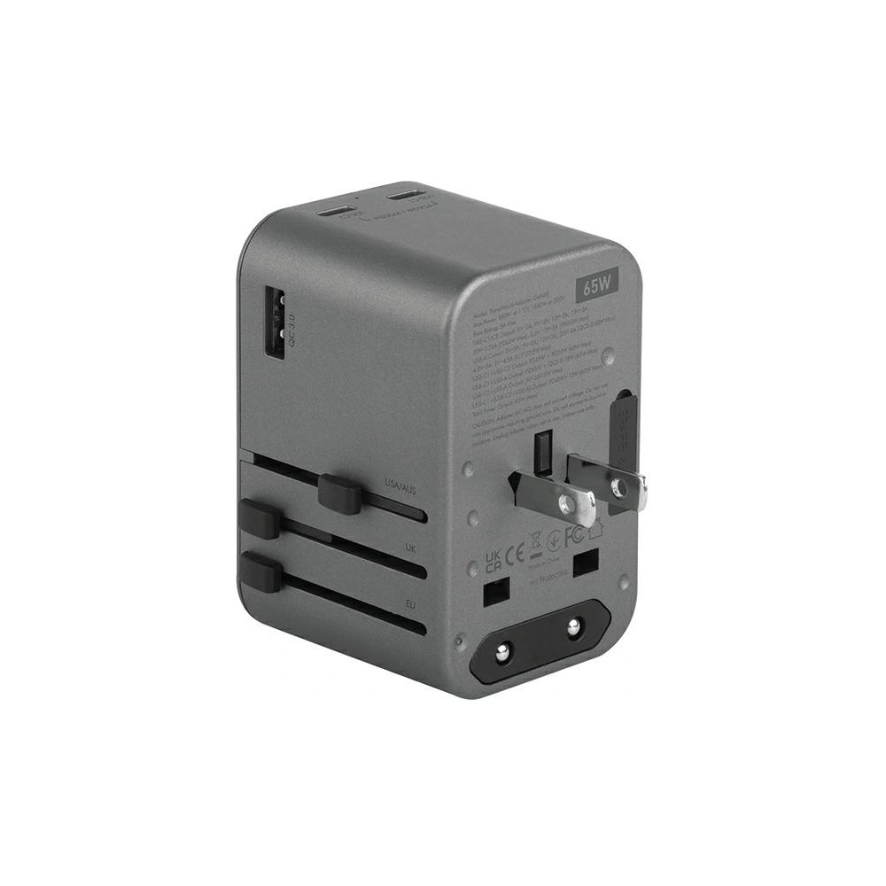 Hurtownia GSM - Ladegerät ENERGEA Travel World Adapter GaN65 4w1 US/UA/EU/UK USB-A, 2xUSB-C, PD65W, PPS55W, QC3.0 grau/gunmetal - ENG133 - {ean13} - Hurt