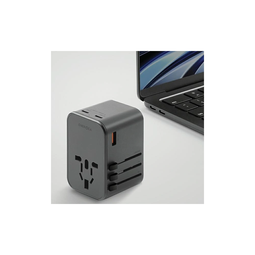 Hurtownia GSM - Ladegerät ENERGEA Travel World Adapter GaN65 4w1 US/UA/EU/UK USB-A, 2xUSB-C, PD65W, PPS55W, QC3.0 grau/gunmetal - ENG133 - {ean13} - Hurt