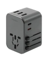 Reiseladegerät ENERGEA Travel World Adapter 4w1 US/UA/EU/UK 3xUSB-A, 2xUSB-C, PD35W, PPS35W, QC3.0 grau/gunmetal