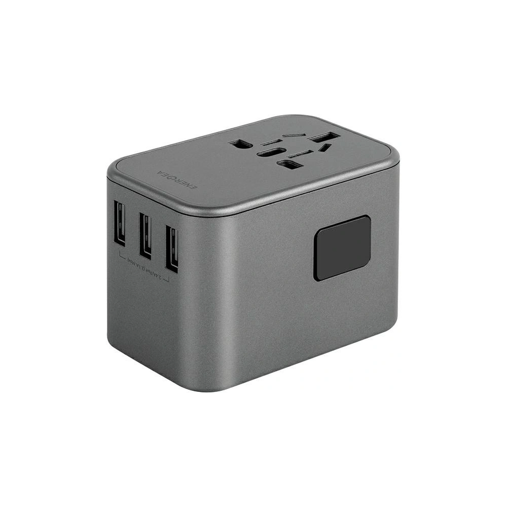Hurtownia GSM - Reiseladegerät ENERGEA Travel World Adapter 4w1 US/UA/EU/UK 3xUSB-A, 2xUSB-C, PD35W, PPS35W, QC3.0 grau/gunmetal - ENG134 - {ean13} - Hurt