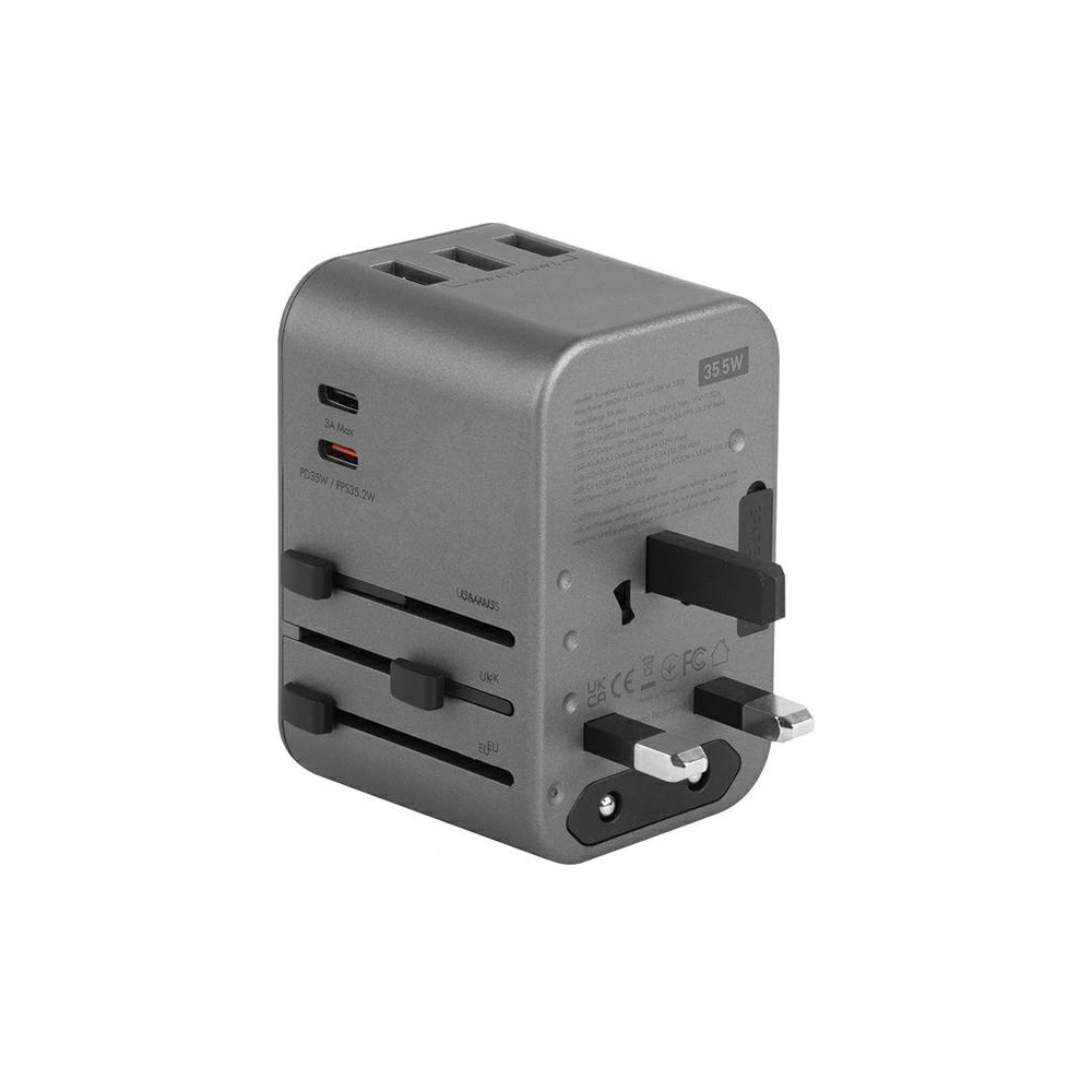 Hurtownia GSM - Reiseladegerät ENERGEA Travel World Adapter 4w1 US/UA/EU/UK 3xUSB-A, 2xUSB-C, PD35W, PPS35W, QC3.0 grau/gunmetal - ENG134 - {ean13} - Hurt