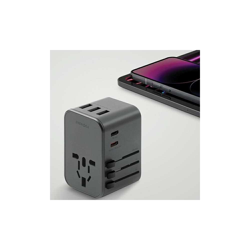 Hurtownia GSM - Reiseladegerät ENERGEA Travel World Adapter 4w1 US/UA/EU/UK 3xUSB-A, 2xUSB-C, PD35W, PPS35W, QC3.0 grau/gunmetal - ENG134 - {ean13} - Hurt