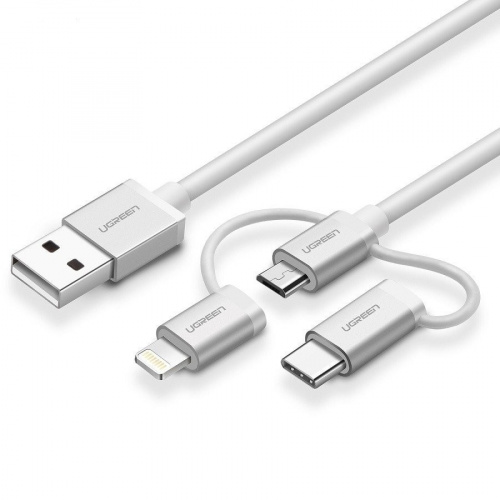Hurtownia Ugreen - 6957303852024 - UGR113WHT - Kabel USB 3w1 UGREEN Type-C / Lightning / Micro, 1m MFi (biały) - B2B homescreen